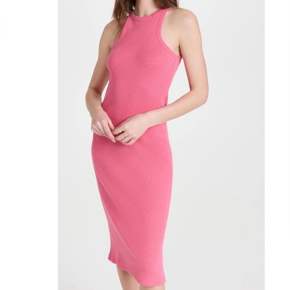AMO Muscle Tank Ribbed Midi Dress in Pink Size XS - Picture 2 of 15